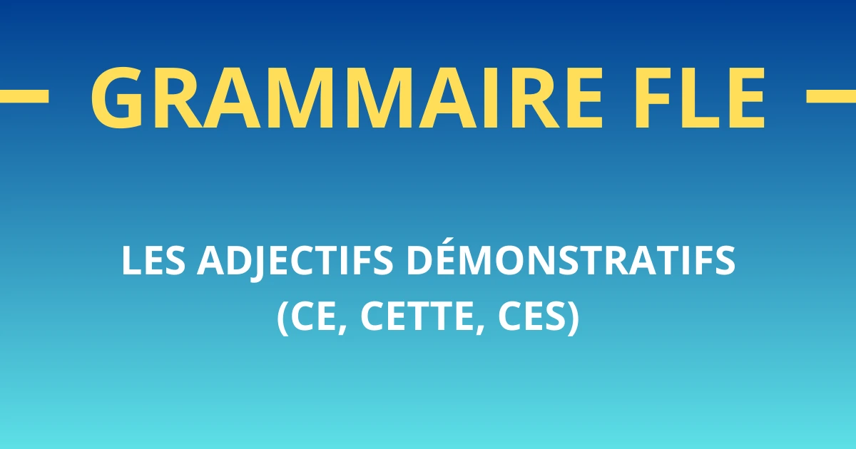 Grammaire FLE adjectifs démonstratifs